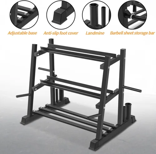 Miniatura 4 de Estante para Mancuernas, Bongkim Juego de Mancuernas con Soporte de Estante, Estante de Pesas para Mancuernas para Gimnasio en Casa, Estante