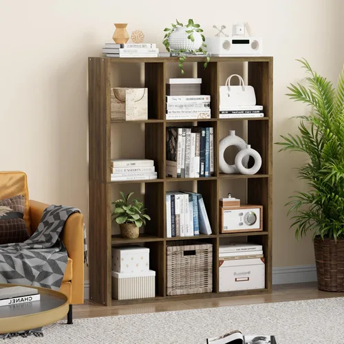 Miniatura 8 de VDNEND Organizador de Almacenamiento en Cubos Estantería, Estante Cúbico Decorativo de 11 pulgadas con Respaldo Abierto y Borde Engrosado, Marrón