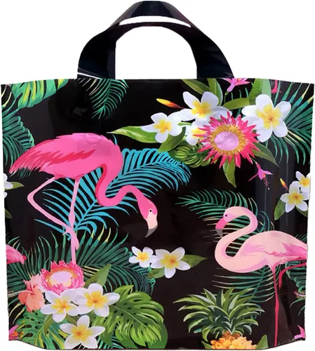 Miniatura 10 de 50 bolsas de plástico de 9.8 x 11.8 pulgadas, bolsas de compras al por menor, bolsas de boutique con asas, hermoso día (más patrones disponibles)