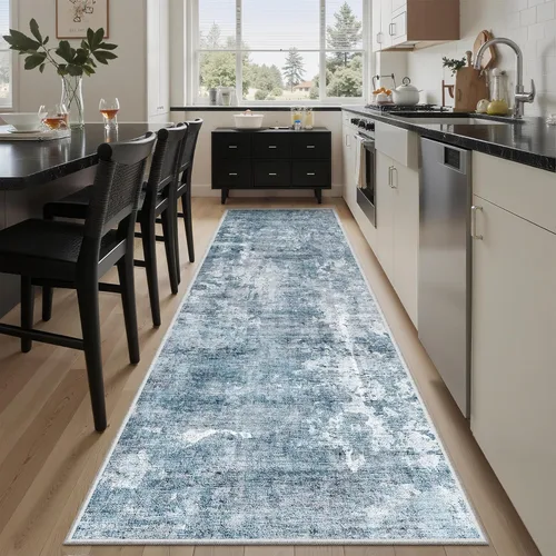 Miniatura 169 de Alfombra de pasillo Soalmost 2'6" x 10' lavable, alfombra antideslizante para cocina, baño, lavandería, alfombras vintage ultra delgadas para Beige