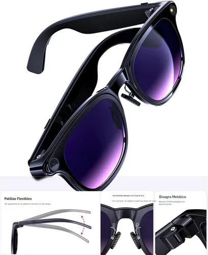 Miniatura 7 de Lentes inteligentes AI con cámara, gafas de cámara Bluetooth HD de 8 MP, gafas de sol de grabación de video 1080P para mujeres y hombres, traducción
