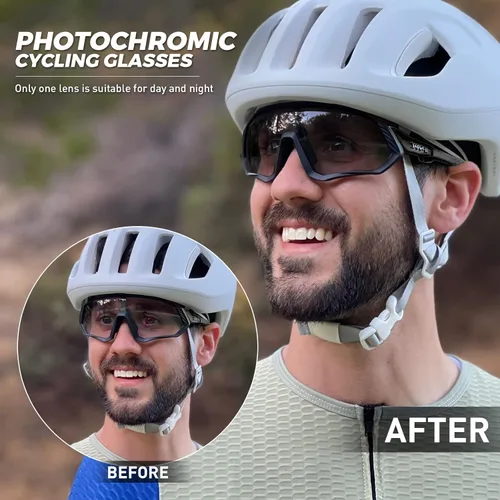 Miniatura 2 de KAPVOE Gafas de ciclismo fotocromáticas para hombres y mujeres, gafas de sol para bicicleta de montaña MTB, para bicicleta de montaña Clear - K9408