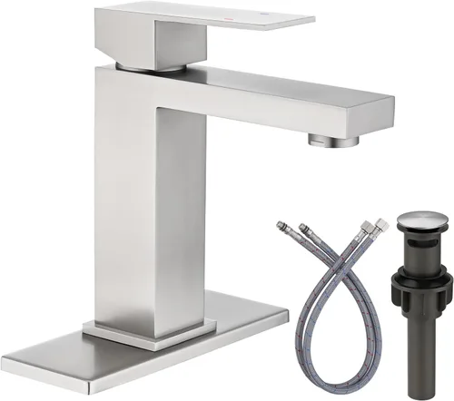 Miniatura 9 de Grifo de baño negro ARCORA Grifo negro mate para lavabo de baño Grifo de baño moderno de un solo agujero con líneas de suministro cUPC y desagüe