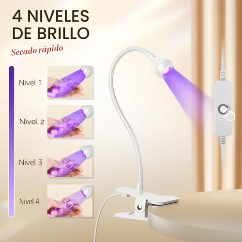 Miniatura 4 de AORAEM Lámparas LED de uñas de 3 W, lámpara flexible de cuello de cisne, secado rápido, secado rápido, lámpara de secado de esmalte de gel, luz