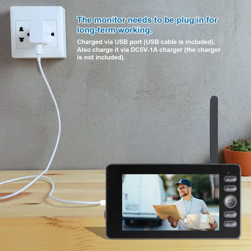 Miniatura 7 de TKMARS Timbre de puerta inalámbrico sin suscripción, activación bidireccional e intercomunicador, IPX65 impermeable, video 1080P, pantalla de 4.3