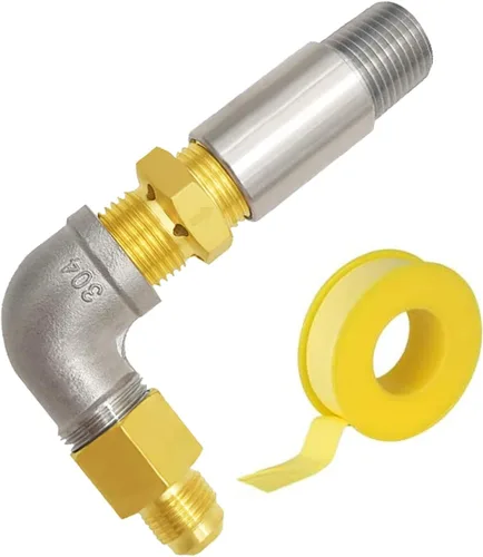 MENSI Válvula pulverizadora de boquilla mezcladora de aire de 1/2 pulgada para fogata de gas propano en acero inoxidable, latón (alta capacidad 90K