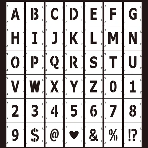 42 plantillas de letras con números de símbolos para manualidades, plantillas del alfabeto de 1 pulgada, kit de entrelazado para pintar sobre