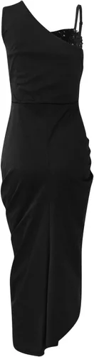 Miniatura 4 de YUTANRAL Vestidos ajustados de verano 2023 para mujer, sexy, de un hombro, de satén, fruncido, con abertura, para club, cóctel, vestidos formales