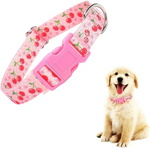 Miniatura 7 de Collar para Perras con Flores Rojas, Collar Lindo para Perras con Hebilla de Liberación Rápida y Collar Cómodo Ajustable para Mascotas para Perros