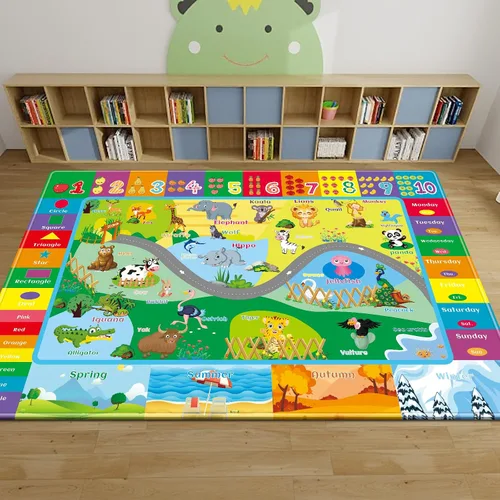 Miniatura 4 de Alfombras infantiles de 5 x 7 pies para sala de juegos, alfombra de juegos con zoológico para habitación de niños, alfombra educativa del alfabeto