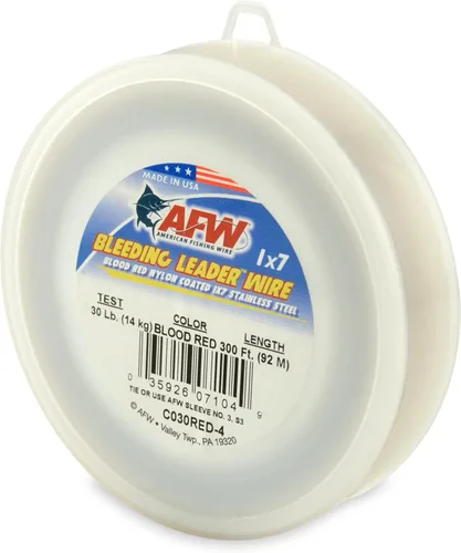 Miniatura 12 de Alambre de pesca americano líder sangrante rojo sangre nylon recubierto 1x7 alambre líder de acero inoxidable