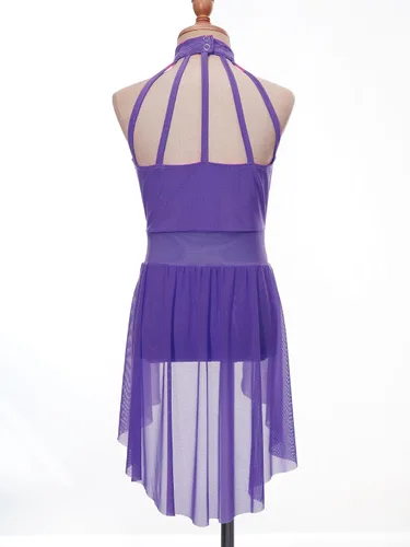 Miniatura 4 de Vestido de ballet lírico para niñas y niñas, sin mangas, encaje floral, leotardo contemporáneo, moderno disfraz de baile