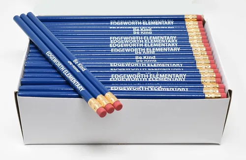 Miniatura 24 de Pencil Guy Lápices redondos negros mate impresos personalizados, 500 por caja, color negro mate