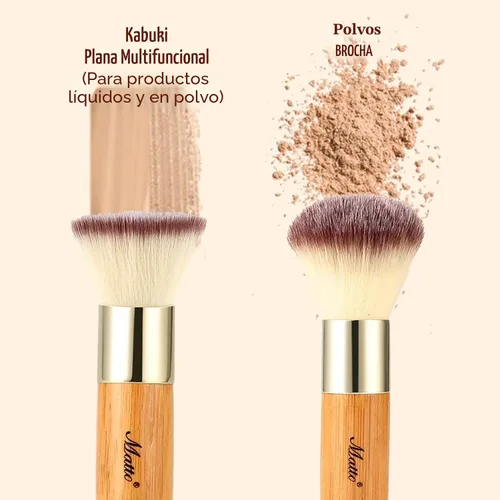 Miniatura 2 de Matto Bamboo Set de pinceles de maquillaje Kabuki, 2 Piezas, pincel de maquillaje para base y polvo para BB Cream mineral