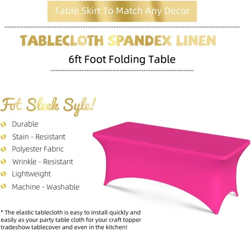 Miniatura 4 de Mantel de elastano personalizado de 4 pies personalizado con logotipo, imagen de texto, foto, mantel rectangular ajustable para eventos, fundas