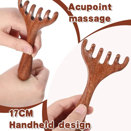 Miniatura 3 de 2 peines de masaje de madera, 6 garras, masajeador de madera para cabeza, pies, herramientas de masaje de terapia de madera para cabeza, espalda