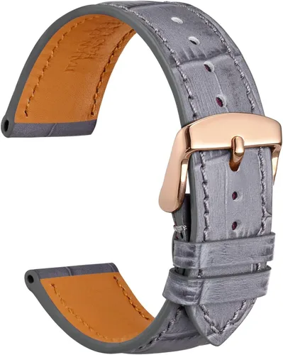 Miniatura 28 de WOCCI - Correas para reloj de cuero italiano, grano de cocodrilo en relieve, elige color y ancho 14 mm 18 mm 19 mm 20 mm 21 mm 22 mm, Negro