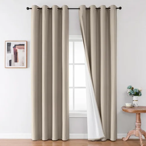 Miniatura 28 de Joydeco Cortinas opacas de lino para dormitorio, con ojales de 90 pulgadas de largo, cortinas resistentes para sala de estar, cortinas con Verde