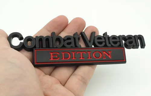 Miniatura 5 de Paquete de 2 calcomanías de metal para guardabarros de edición de veteranos de combate, repuesto para vehículos universales, SUV, motocicleta
