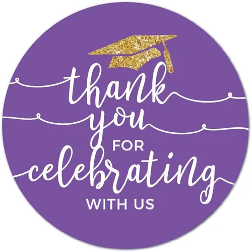 Miniatura 33 de Andaz Press Colección de fiesta de graduación con purpurina de color morado real y dorado, pancarta colgante con cuerda, Congrats Grad!, 5 pies, 1