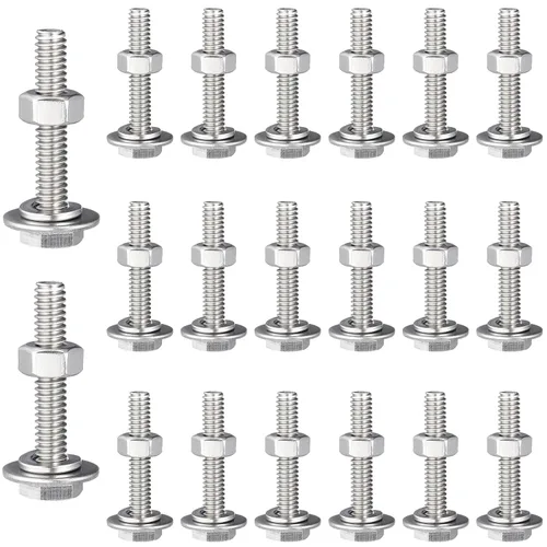 Miniatura 8 de Therwen Juego de 80 tornillos de cabeza hexagonal de acero inoxidable de 1/4-20 x 2 pulgadas, tuercas, arandelas planas, pernos y tuercas gruesos