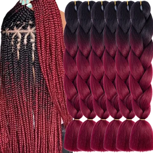 Miniatura 8 de Beige (613) Cabello trenzado 6 paquetes de extensiones de cabello sintético de 24 pulgadas, extensiones de cabello trenzado Jumbo Ombre trenzado