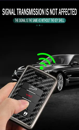 Miniatura 3 de SANRILY Funda de fibra de carbono con patrón de 4/5/6 botones, para Cadillac SRX ATS ELR XTS DTS ELR sin llave con llavero negro