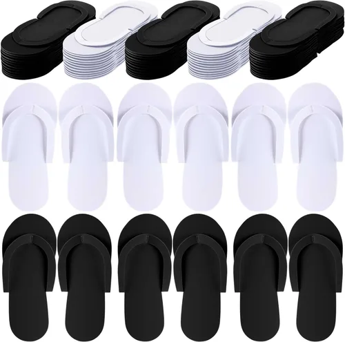 Miniatura 10 de JenPen 60 Pairs Disposable Pedicure Slippers Foam Spa Pedi Flip Flops Bulk Foldable Sandals Shoes for Guest Women Men Salon Spa Hotel Shower Foot