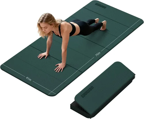 Miniatura 11 de Tapete de yoga plegable de 0.39 pulgadas de grosor, extra grande, material TPE, antideslizante, fácil de llevar, adecuado para entrenamiento en Rosa