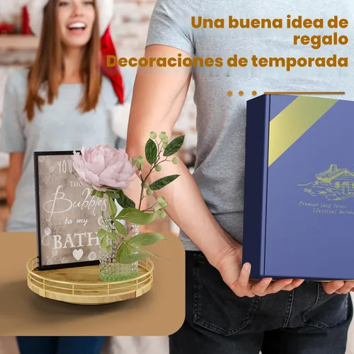 Miniatura 6 de Tabla giratoria redonda de roble de 9 pulgadas para organización en gabinetes, estilo rústico, para almacenamiento en mesa del comedor, despensa