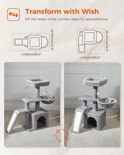 Miniatura 2 de PETEPELA Pequeño Árbol para Gatos para Gatos de Interior, Torre de Gato Linda de 32 Pulgadas, Condominio de Gato con Rampa de Arañar de Sisal