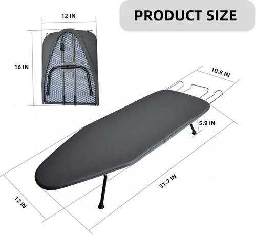 Miniatura 6 de Tabla de planchar compacta y plegable, con soporte para plancha y cubierta resistente al calor, mini tabla de planchar portátil antideslizante