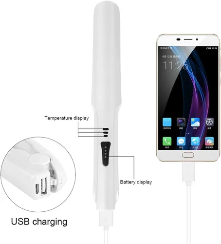 Miniatura 5 de Alisador y rizador de cabello 2 en 1 con panel aplanador de cerámica 3D que hace que el cabello sea suave, control digital inalámbrico recargable