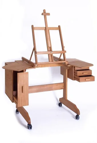 Miniatura 7 de Mabef Caballete de mesa M/16, caballete de escritorio en miniatura de madera de haya engrasada con altura y ángulo de lona ajustables, peso ligero