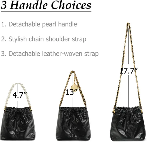 Miniatura 3 de Bolso tote acolchado para mujer, bolso de hombro de lujo estilo hobo cruzado, bolso de mano con cadena de diseño, bolso de trabajo de cuero, grande