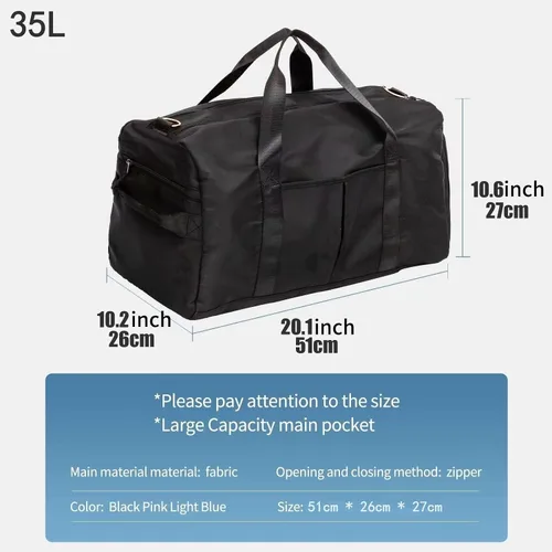Miniatura 2 de SYLLIA Bolsas de lona deportivas con bolsa de cosméticos para gimnasio, mujeres y hombres, bolsa impermeable de viaje con bolsillo húmedo