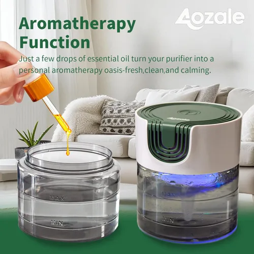 Miniatura 7 de Aozale - Purificador de aire de agua para el hogar, limpiador de aire y humidificador a base de agua, difusor de aroma, elimina los olores y el humo