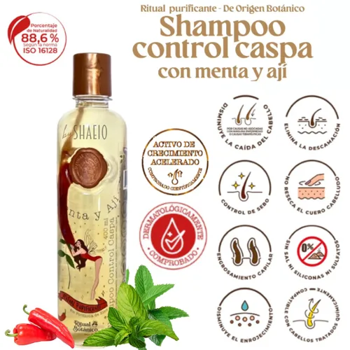 Miniatura 3 de RITUAL BOTANICO Champú para la Caspa Champú con Menta y Aji Control Caspa con Activo de Crecimiento Acelerado y Ultrareparador, Engrosamiento