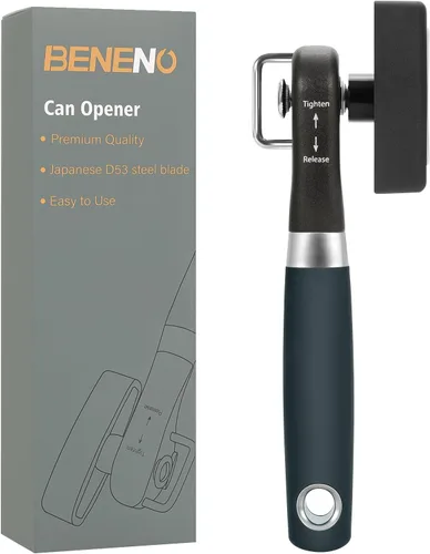 Miniatura 12 de Beneno Abrelatas, Abrelatas Manual de Corte Lateral Seguro con Borde Liso y Hoja Afilada Duradera, Perilla que Ahorra Esfuerzo y Mango Agua
