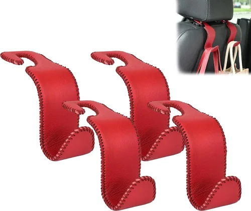 Miniatura 13 de Amooca - Gancho para reposacabezas de asiento de coche, organizador de almacenamiento universal para bolso de mano, abrigo, cuero con metal