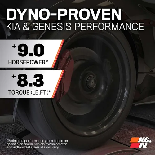 Miniatura 3 de K&N Sistema de admisión de aire frío: filtro de aire de alto flujo, aumenta el rendimiento y aceleración: compatible con Genesis/Kia G70 2018-2025
