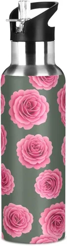 Miniatura 8 de Vibrant Pink Roses Stainless Steel Vacuum Insulated Water Bottle 20 Oz Leakproof Water Bottles, BPA-Free Sport Water Bottle