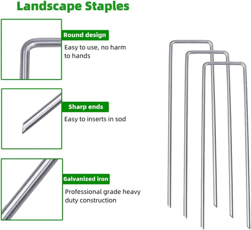 Miniatura 2 de Estacas de jardín galvanizadas en forma de U, 15,2 cm, 100 piezas, grapas de paisaje, estacas para el suelo, para decoración, barrera de malezas