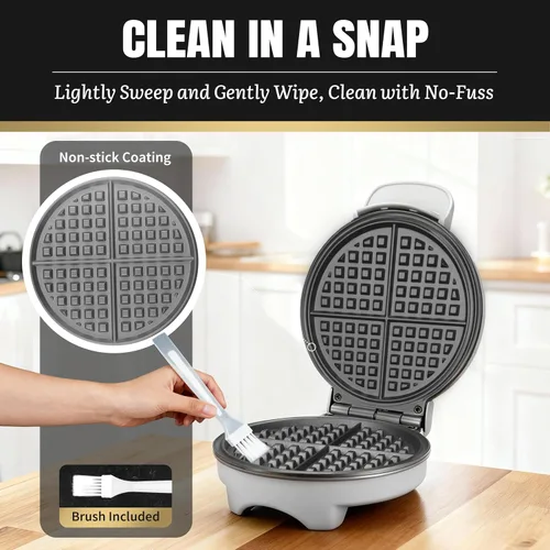 Miniatura 5 de FineMade Máquina para Hacer Waffles Belga con Placas Desmontables, Waflera Eléctrica, Gran Plancha para Waffles, Prensa para Panini de 3 en 1