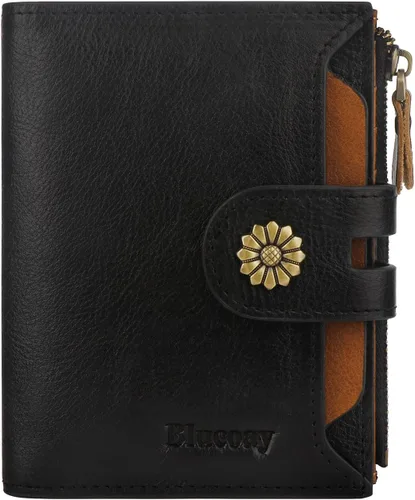 Miniatura 22 de Billetera para mujeres, billetera de cuero plegable de dos pliegues para mujeres con bloqueo RFID, compacta, tarjetero pequeño con ventana