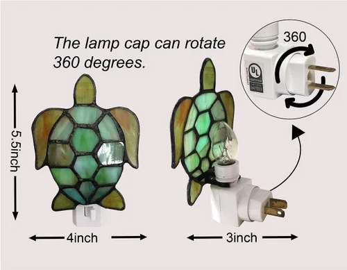 DUONAYU Tortuga verde noche luz dormitorio cama lámpara para dormir luz de noche de cristal de colores