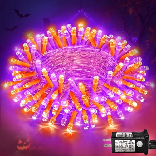 Miniatura 37 de Guirnalda de 120 luces LED rojas impermeables para exteriores, luces de Navidad rojas de 40 pies, 8 modos, cable transparente, guirnalda de luces