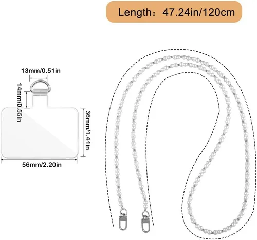 Miniatura 58 de Cordón de cadena cruzada para teléfono celular - Correa de hombro universal de cuero+metal con parches de amarre (J)