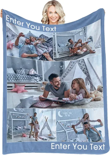 Miniatura 34 de Manta personalizada con fotos, texto, fotos personalizadas, mantas para adultos y niños, cumpleaños familiar, 1 foto, 50 x 40 pulgadas