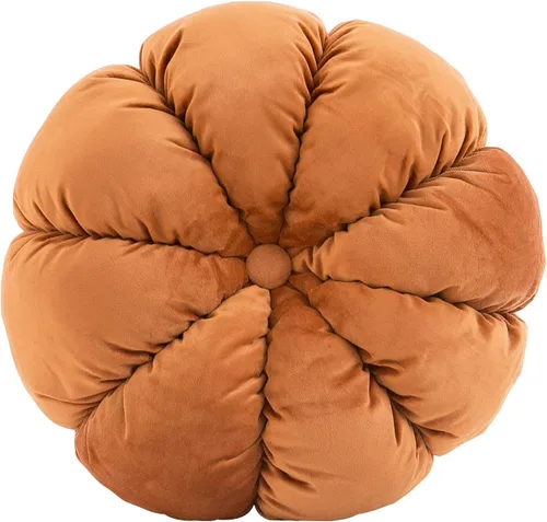 Cojín de almohada de flores redondo decorativo para sofá, dormitorio, cojín de suelo en forma de flor para niñas y niños (naranja, 15.7 pulgadas)